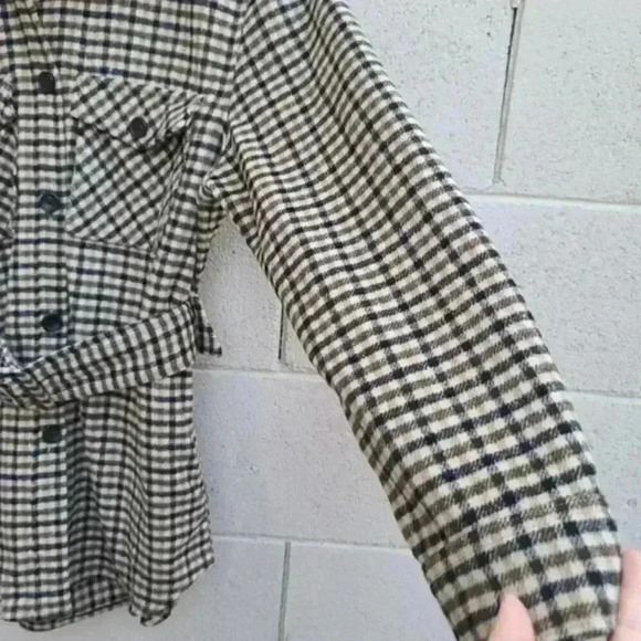 Rails Rhodes Belted Plaid Ochre Sand Mocha Flannel Wool Jacket Size Large - Picture 7 of 12